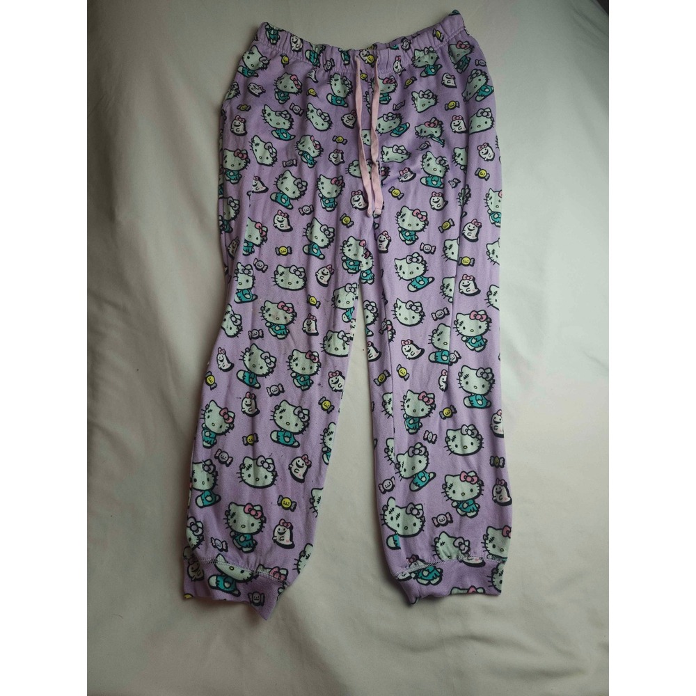 Sanrio Hello Kitty Purple Pajama Pants Girls Large 12-14 Jogger Sleepwear